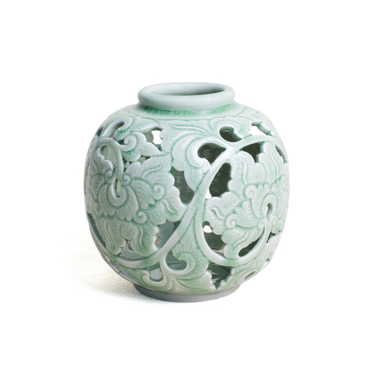 แจกัน ทรงกลม ดอกกล้วยไม้มีร่อง