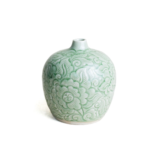 แจกัน หัวดอกไม้ พุดตานแกะสลัก