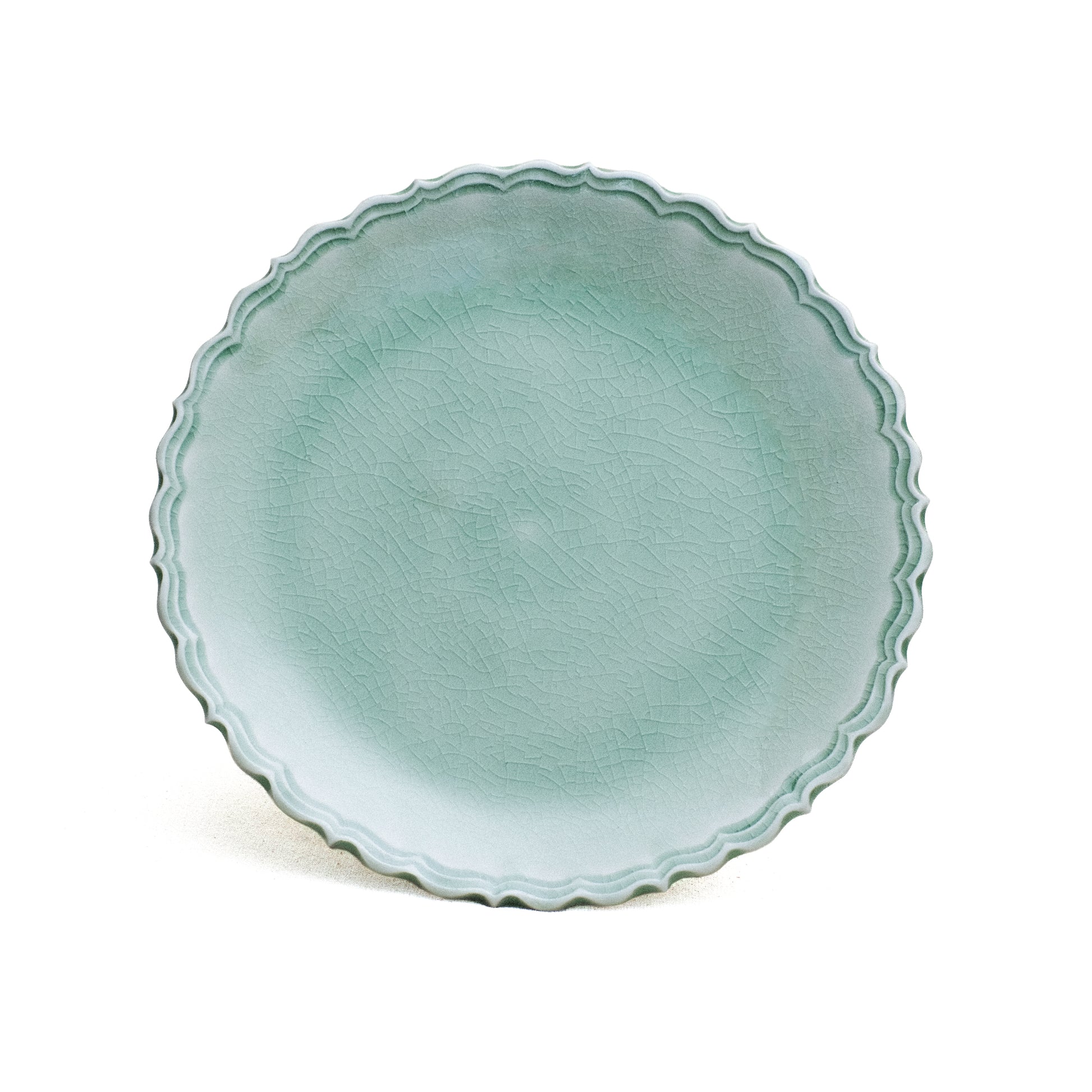 Plate, Carved Edge, Green Glaze.