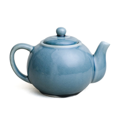 Tea Pot, round, Blue Glaze.