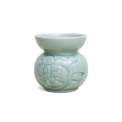 Aromatic Oil Burner, Carved Orchid Pattern