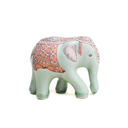 Elephant Figurine with Decorative Overglaze