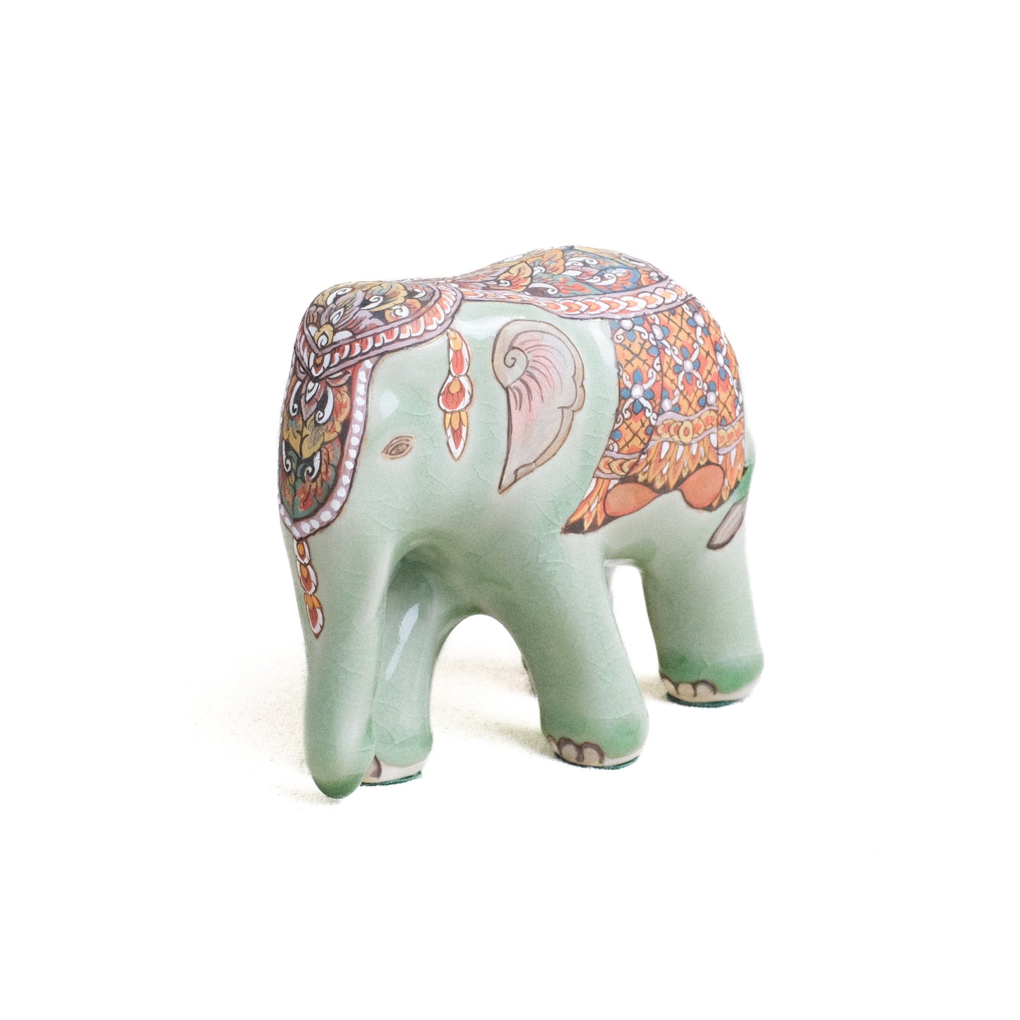 Elephant Figurine with Decorative Overglaze