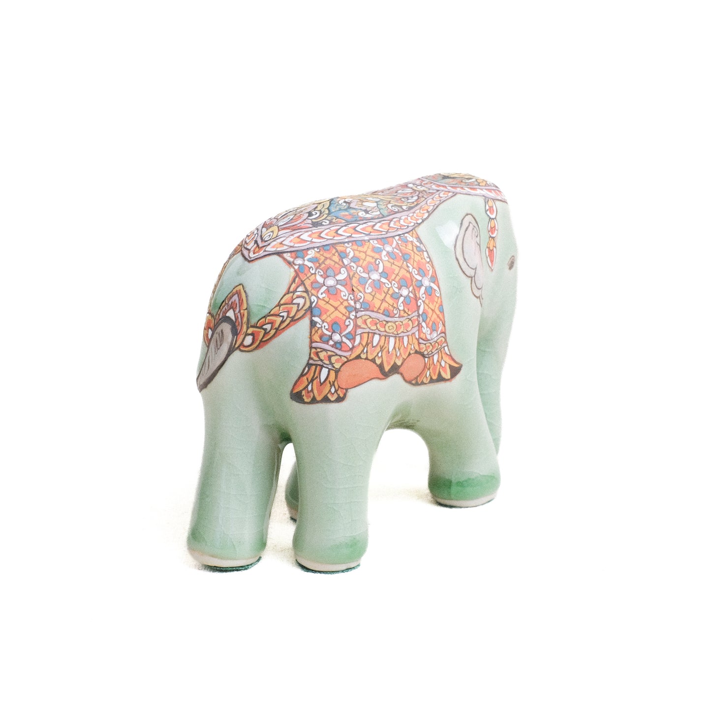 Elephant Figurine with Decorative Overglaze