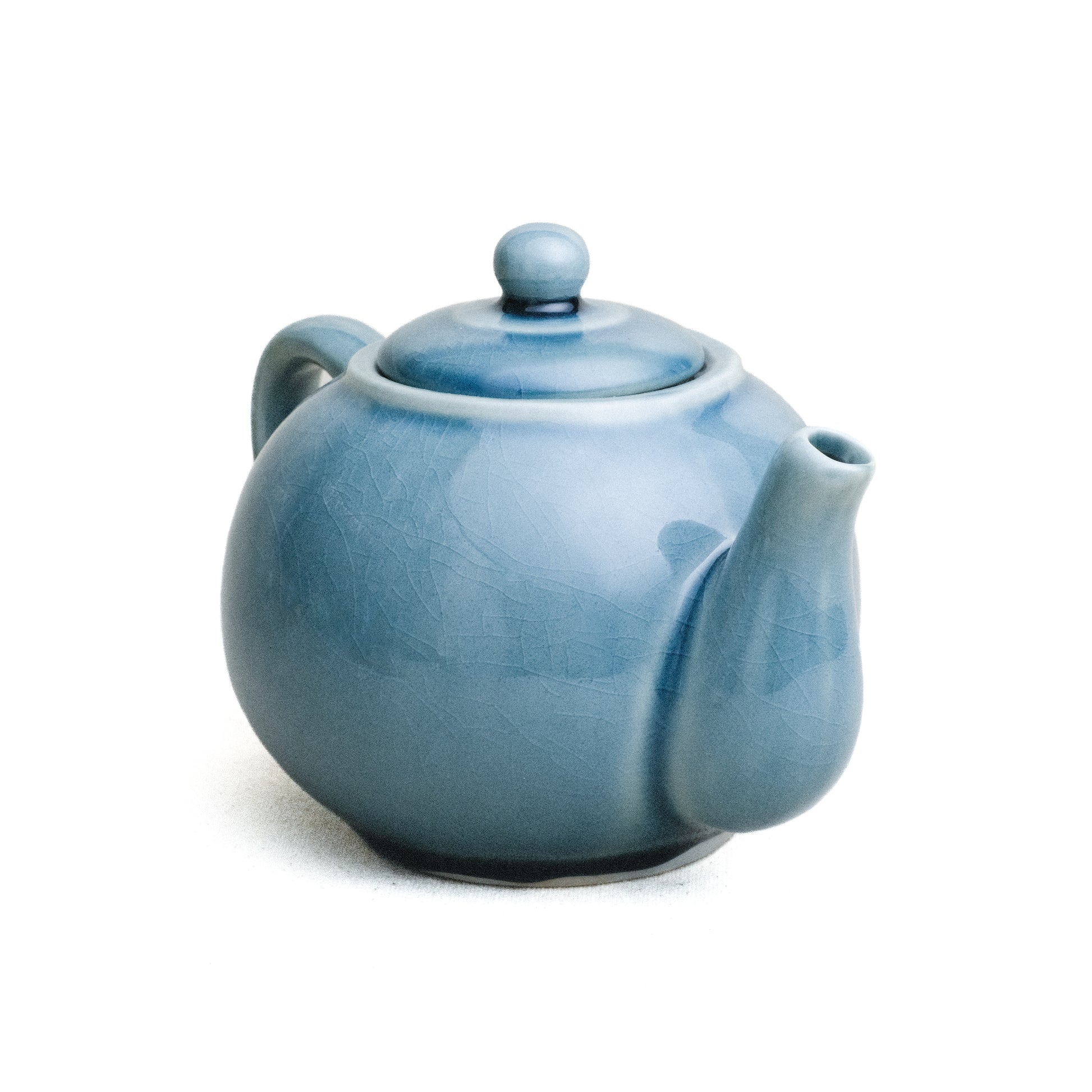 Tea Pot, round, Blue Glaze.