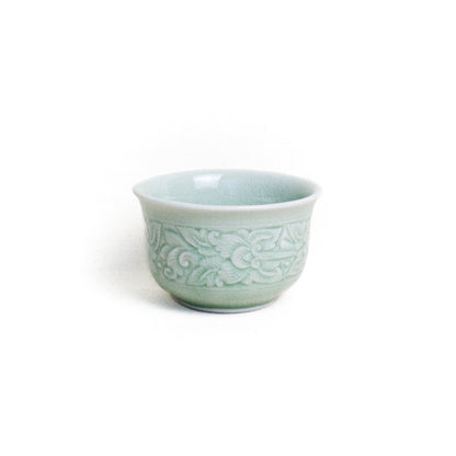 Tea Bowl with Carved Pudtan Flower