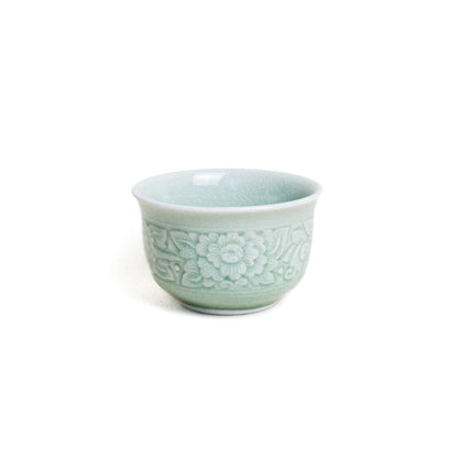 Tea Bowl with Carved Pudtan Flower