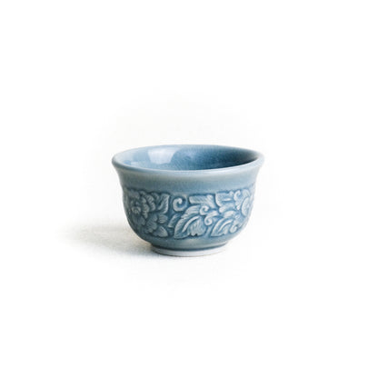 Tea Bowl with Carved Pudtan Flower