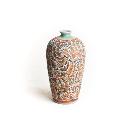 Vase with Decorative Overglaze Floral Pattern