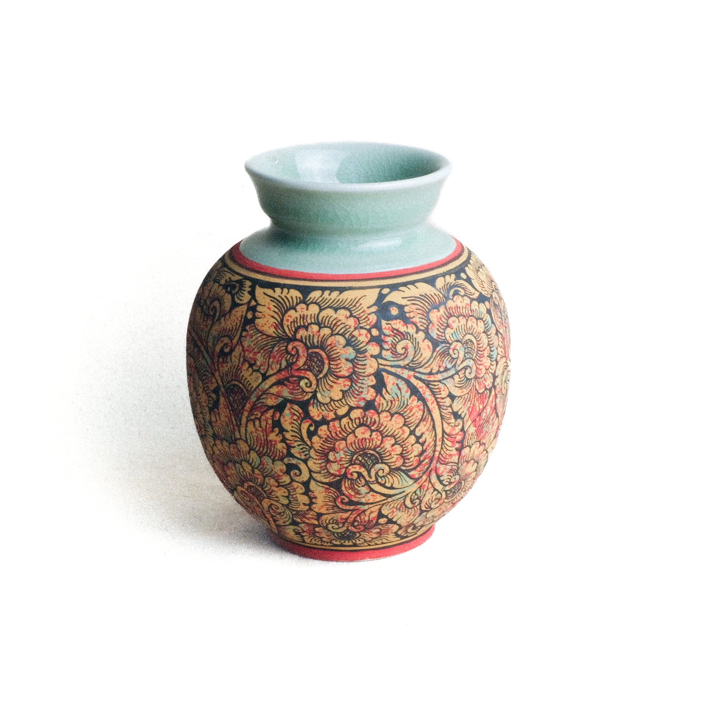 Vase with Floral Pattern Overglaze